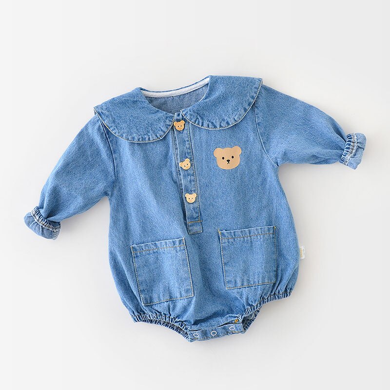 MILANCEL 2022 Frühling Baby Kleidung Denim Bodys Bär Einem Stück Kleinkind Jungen Outfit: 3-6M