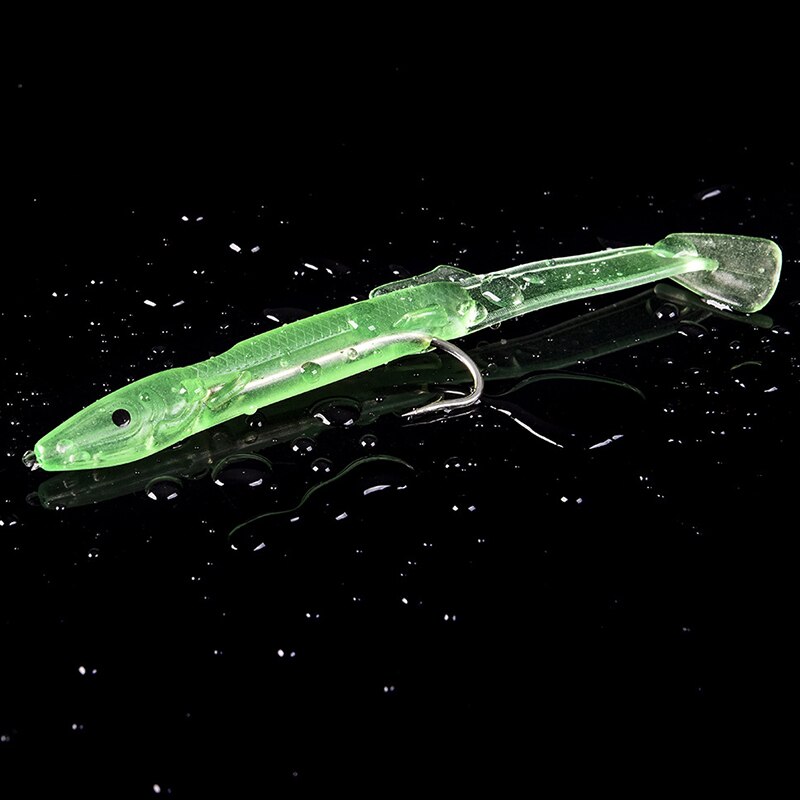 Självlysande med krok lu sub mjuk fiskedrag fluorescerande lu sub bete silikonpåse bioniska räkor med självlysande påse: 10cm 6pc