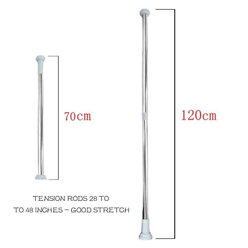 Tension Rod 28 to 48 Inches - Stainless Steel 1 Inch Round Shower Tension Rods Tension Curtain Rod Spring Tension Rods Adjustabl