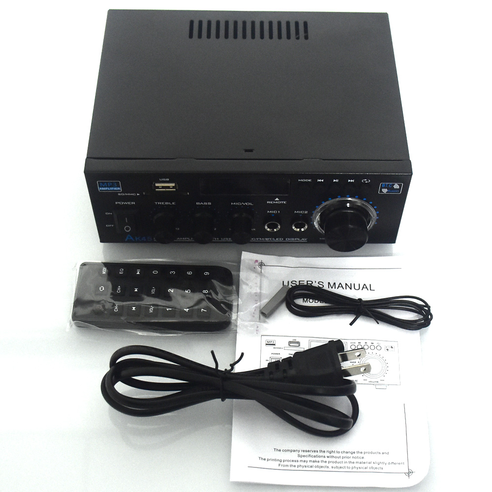 Woopker HiFi Digital Amplifier AK45 Bluetooth MP3 Channel 2.0 Sound AMP Support 90V-240V for Home Car MAX 400W*2: Orange