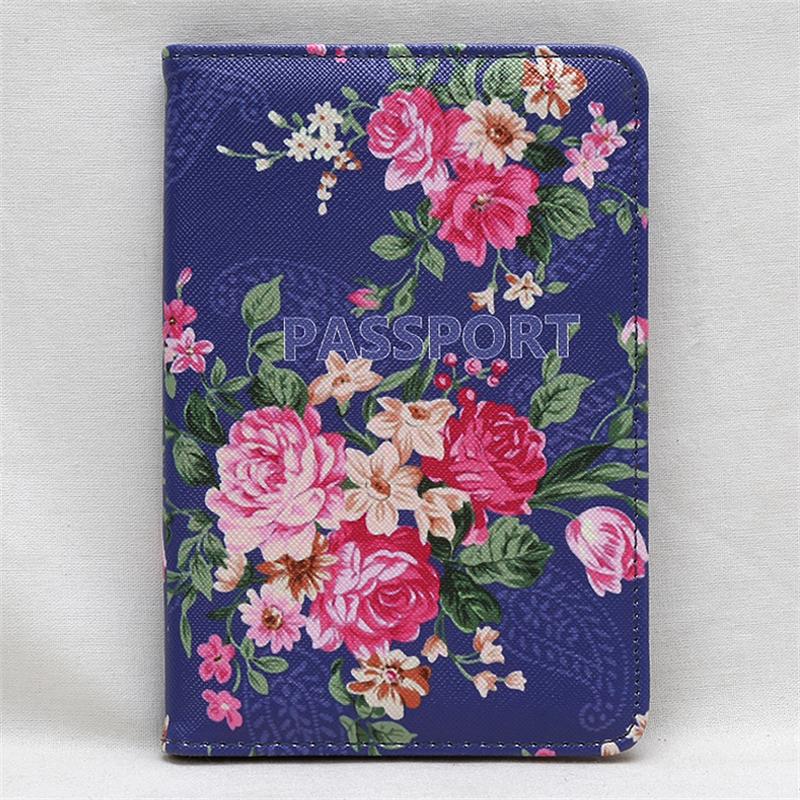 Mcneely peach blossom kvinner passdeksel rosa skinn passholder med kortholder jente pass etui porte carte: Blå