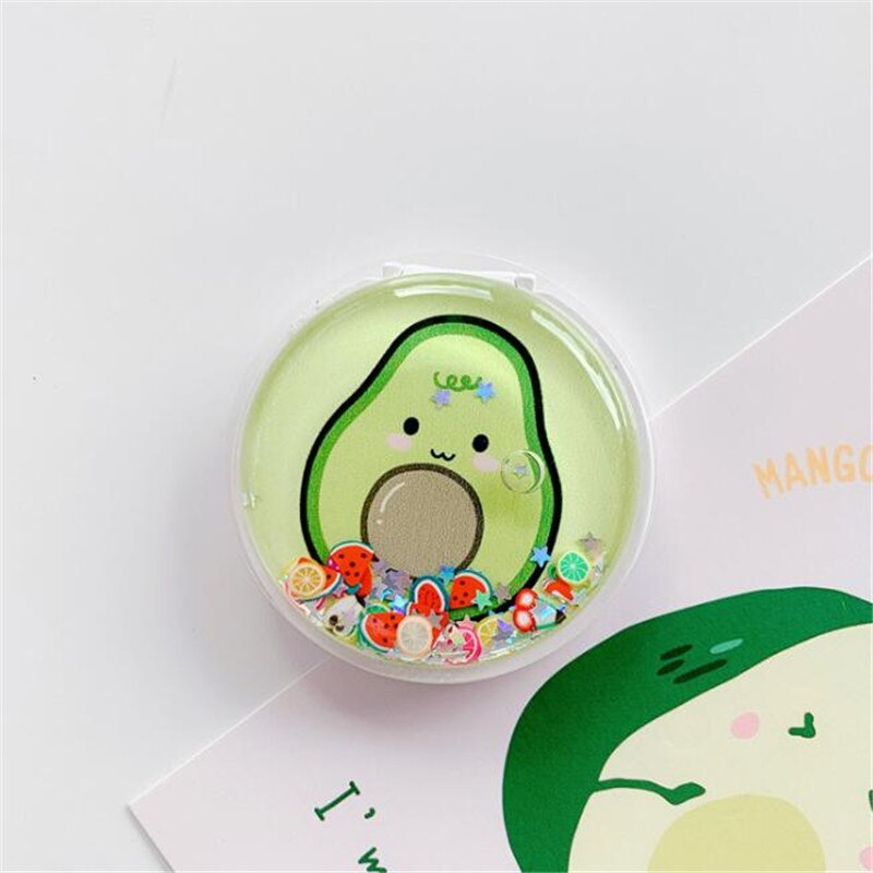 Phone Holder Fold Cartoon Fruits Quicksand Mirror Expanding Stand Love Heart Pocket Bracket For All Mobile Phone Holder Stand: C