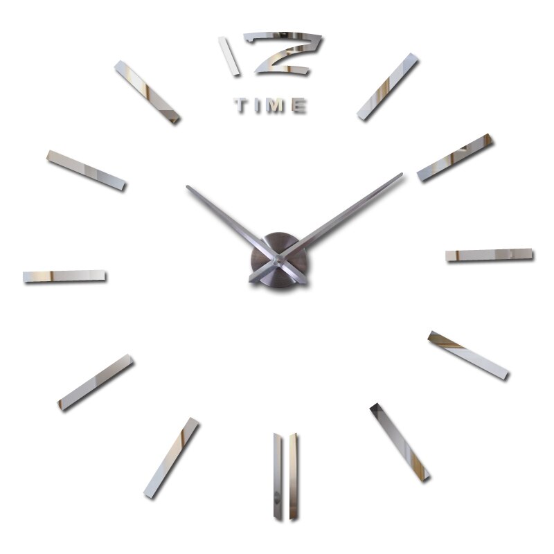 Ur ure horloge ur akryl spejl wallstickers ægte kvarts stue moderne 3d diy klokke: Sølv / 47 tommer