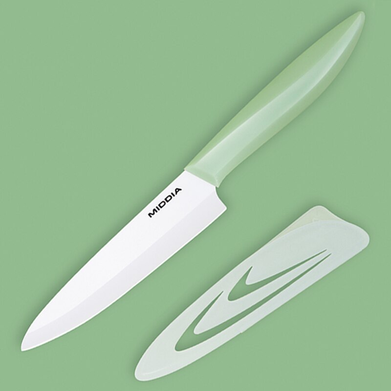 Middia Zwarte Keramische Fruit Mes In 4.5 Inch Paring Messen Kaas Mes Steak Mes Met Zwart Blad Keukengerei: white w. green