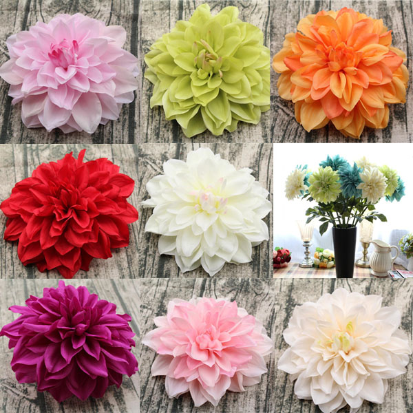 15CM duże sztuczne jedwabiu dalia kwiat głowy domu DIY ślub kompozycja kwiatowa dekoracji akcesoria 1 sztuk
