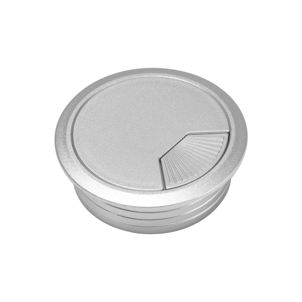 60mm Decorative Desk Table Plastic Cable Hole Cover PC Computer Desk Round Wire Tidy Grommet Cable Organizer: Silver