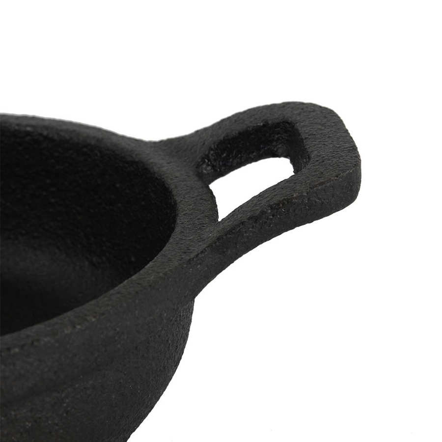 Mini iron pot wok with uncoated loop handle 2 handle cast frying pan