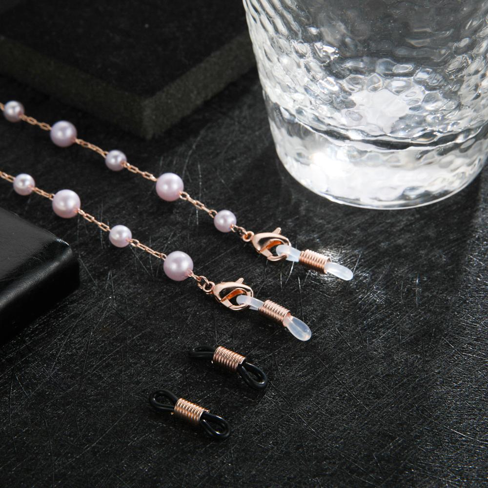 Teamer Gesimuleerde Parel Kralen Ketting Voor Bril Mode Masker Lanyards Ketting Zonnebril Ketting Bandjes Eyewear Accessoires: H Rose Gold Color