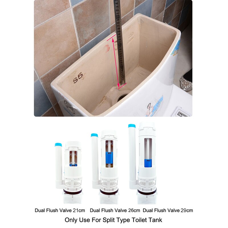 Toilet skyl reparationssæt trykknap hvid ventil dobbelt skylleventil egnet til toiletartikler i ét stykke