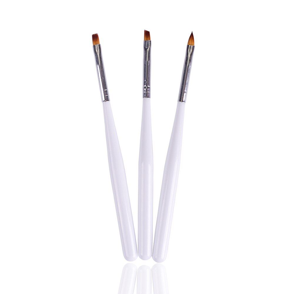 Nagelborstelsets 3 stuks witte verf gesneden uv-gel polijstpen voor nagels tips manicure nagelverf gereedschap  ch612