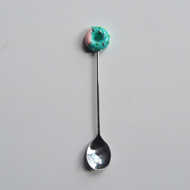 Cuillère à beignet en acier inoxydable, gâteau café Dessert thé glaces cuillères à remuer bonbons cuillère à thé mignonne de dessin animé 1 pièce: D