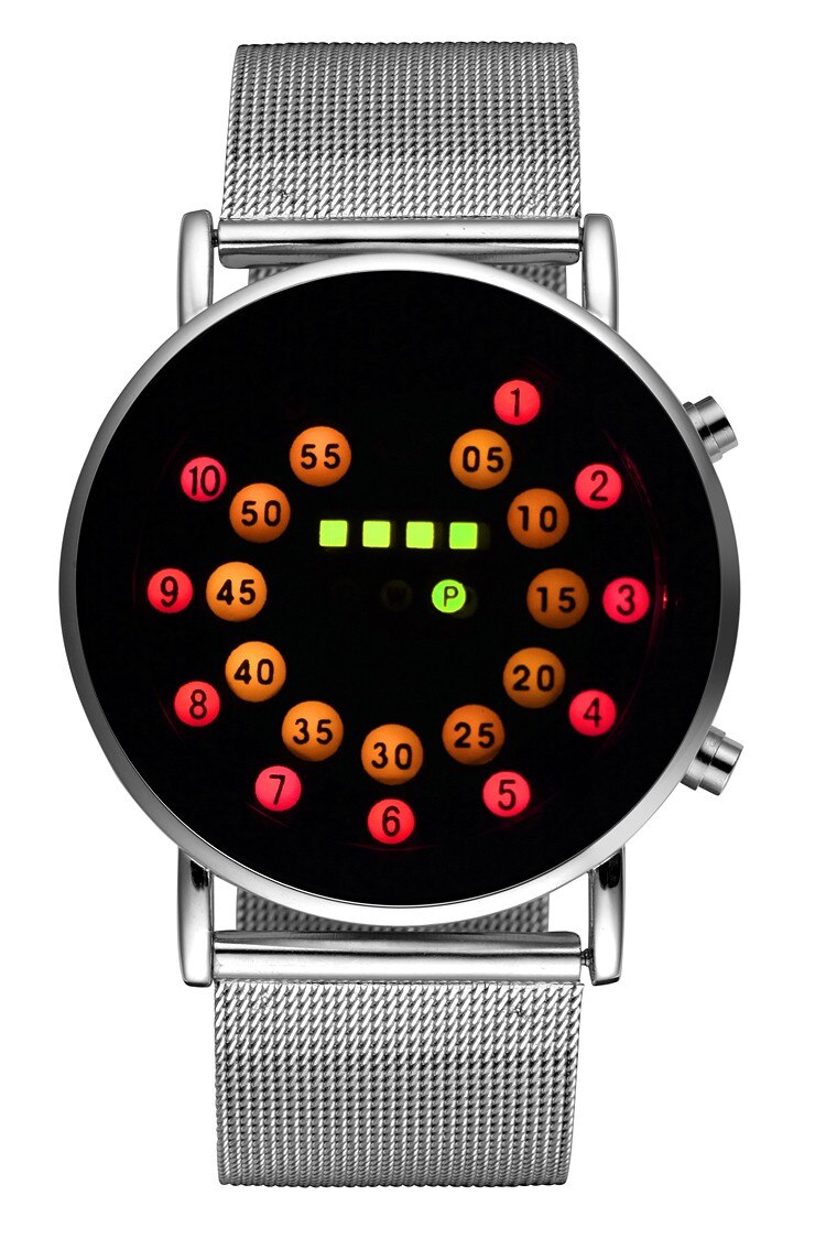 LED Kühle Digitale Uhr Männer Uhren Luxus Gittergewebe binär Uhren Männlichen Digitale Stunde Uhr Montre Homme Masculino Uhren: verrotten