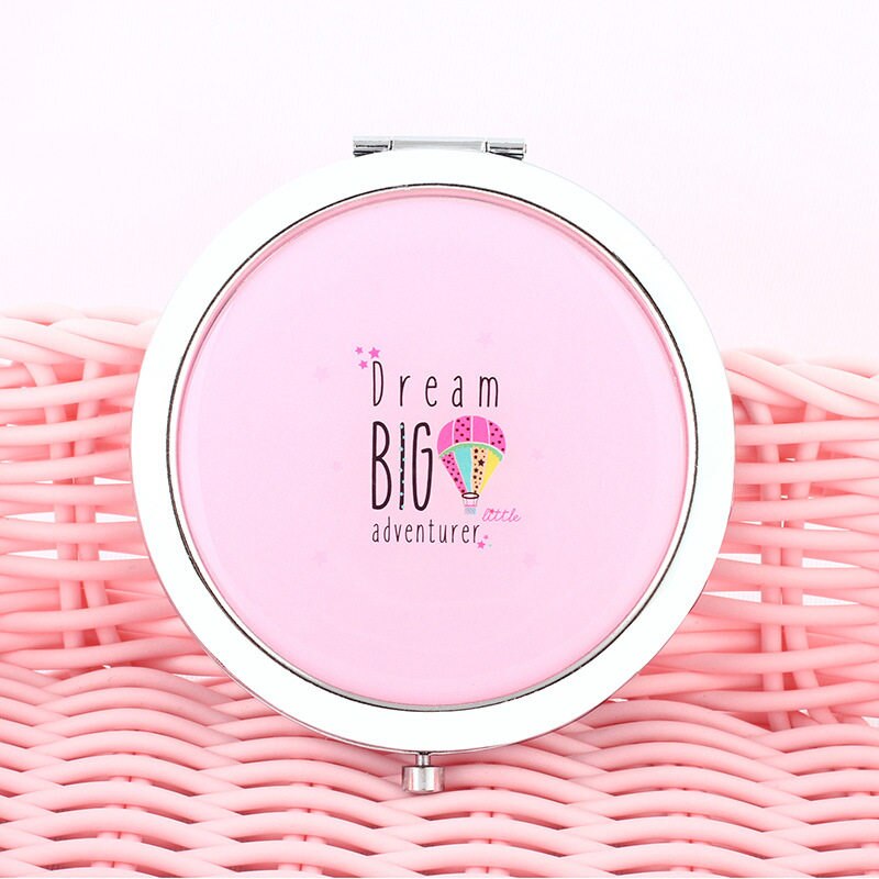 Mini tosidet spejllomme rundt spejl bærbart rensdyr flamingo spejl forfængelighedsspejl vintage makeup værktøj rejsetilbehør
