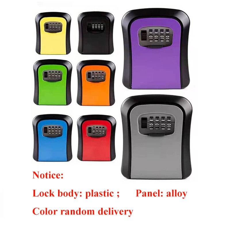 Key lock box wall-mounted plastic key safe weatherproof 4 combination key storage lock box for indoor and outdoor use: Alloy and Plastic