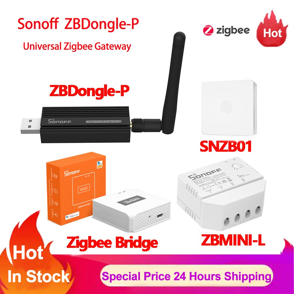 Sonoff-conmutador inteligente ZBDongle P Zigbee 3,0, concentrador de puente Universal, SNZB-01, sin cable neutro