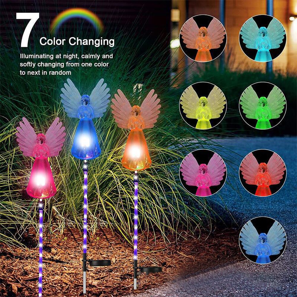LED Solar- Engel Rasen Licht Fiber Optik Beleuchtung Ich bin Freien Wasserdichte Hof Garten Villa Landschaft Dekoration Boden Stecker Licht