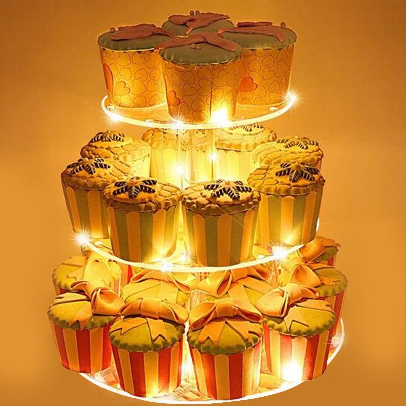 3/4/5 Tier Acrylic Wedding Cake Stand Crystal Cup Cake Display Shelf Cupcake Holder Plate Birthday Party Decoration Stands: 3 Tier  Round
