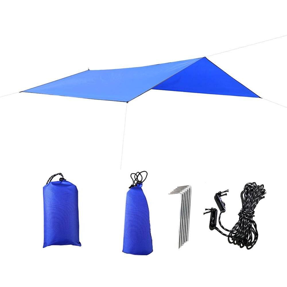 Toldo refugio para el sol al aire libre playa acampada, jardín sol toldo parasol hamaca mosca de la lluvia lona impermeable tienda sombra: Blue
