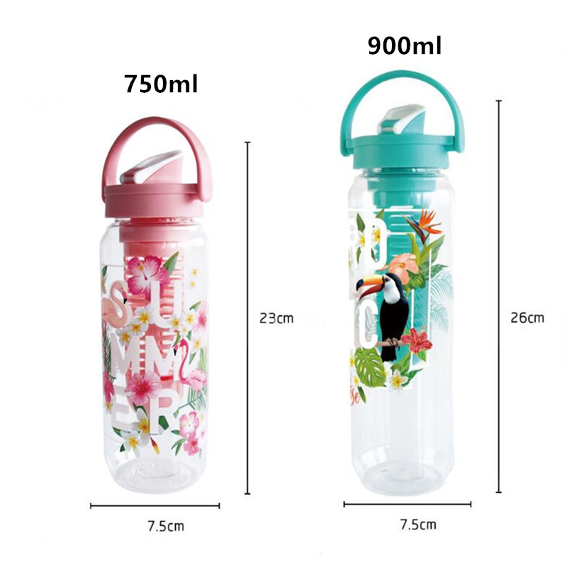 750ml/900ml frugtjuice infuser vandflaske bærbare plastik citronsaft flaske til vandsport drikkedunk
