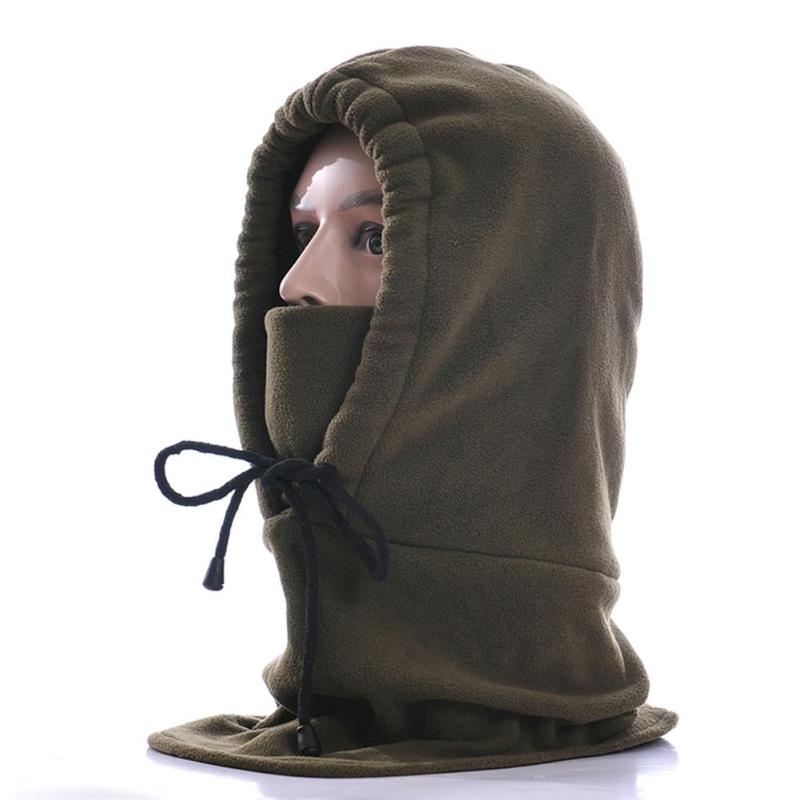 Thermal Fleece Balaclava Hat Hooded Neck Warmer Winter Sports Snowboard Face Mask For Men Bike Helmet Masked Cap: Army Green
