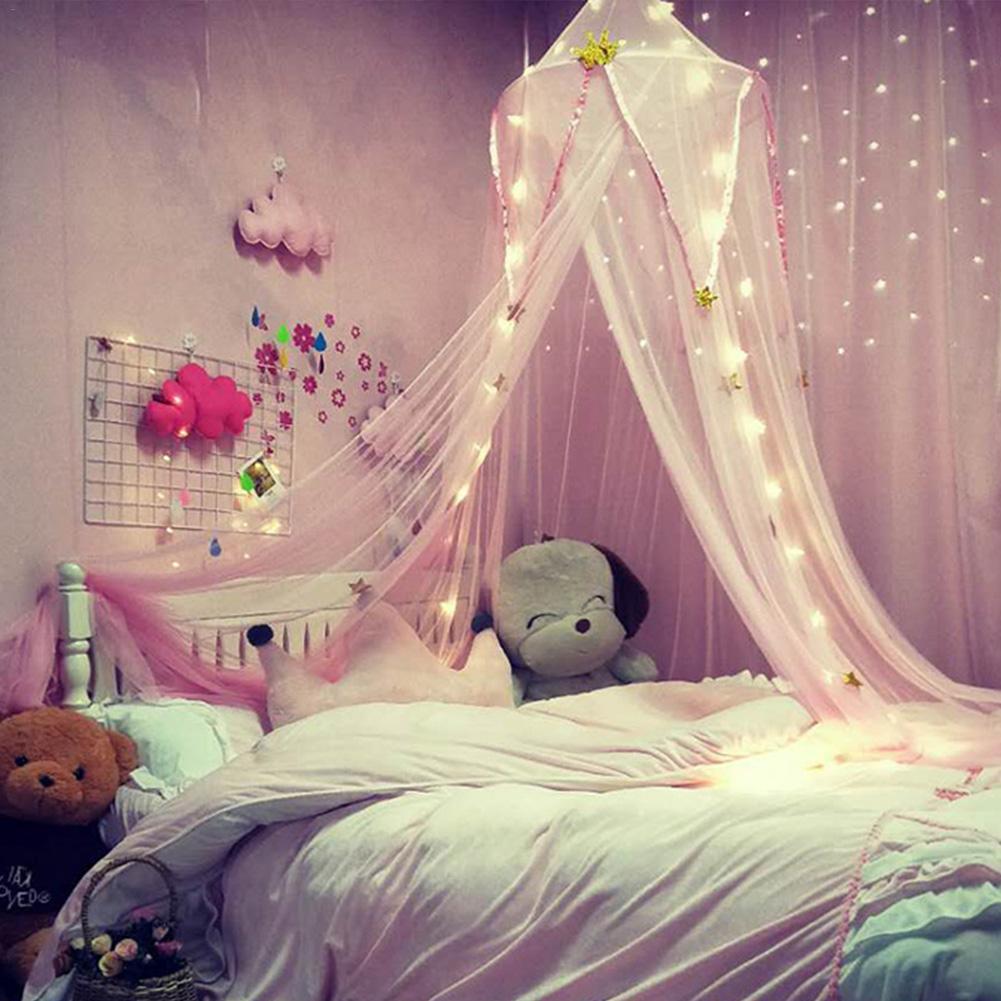 Children's Dome Mosquito Net Princess Room Bed Net European Style Hanging Bed Curtain Decorative Drape Playing House Tent: Pink