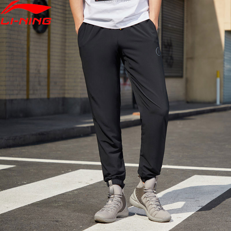 Li-ning serie de pantalones para hombre Wade 88% algodón 12% poliéster 3D guarnición cómoda Drawcord Pantalones deportivos AYKP069 MKY482