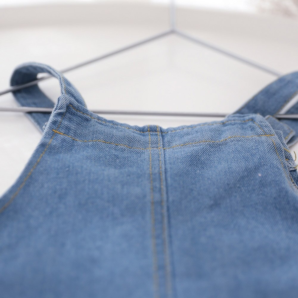 Halilo kinderoveralls blauw effen denim unisex babymeisjesjongens jumpsuit casual lente peuter jumpsuit verjaardagskleding