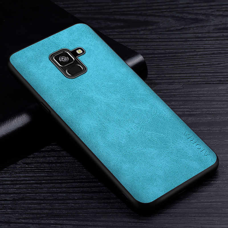 Handyhülle für Samsung Galaxis A8 Plus - PU Leder, Kratzfest, Dünn & Leicht, Hart-PC + Weich-TPU: Galaxis  a8 Plus 2018 / Hellblau