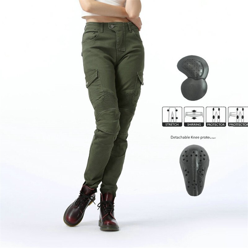 Komine Same Style Spring and Autumn Female Motorcyclist Anti-fall Jeans With Protective Gear Women Knight Moto Pants Equipment