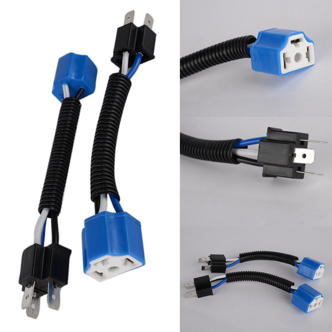 Socket Connector Wiring Universal For H4 Headlight Ceramic Base Copper Terminal Car Motorbike Accessories Heat Resistant