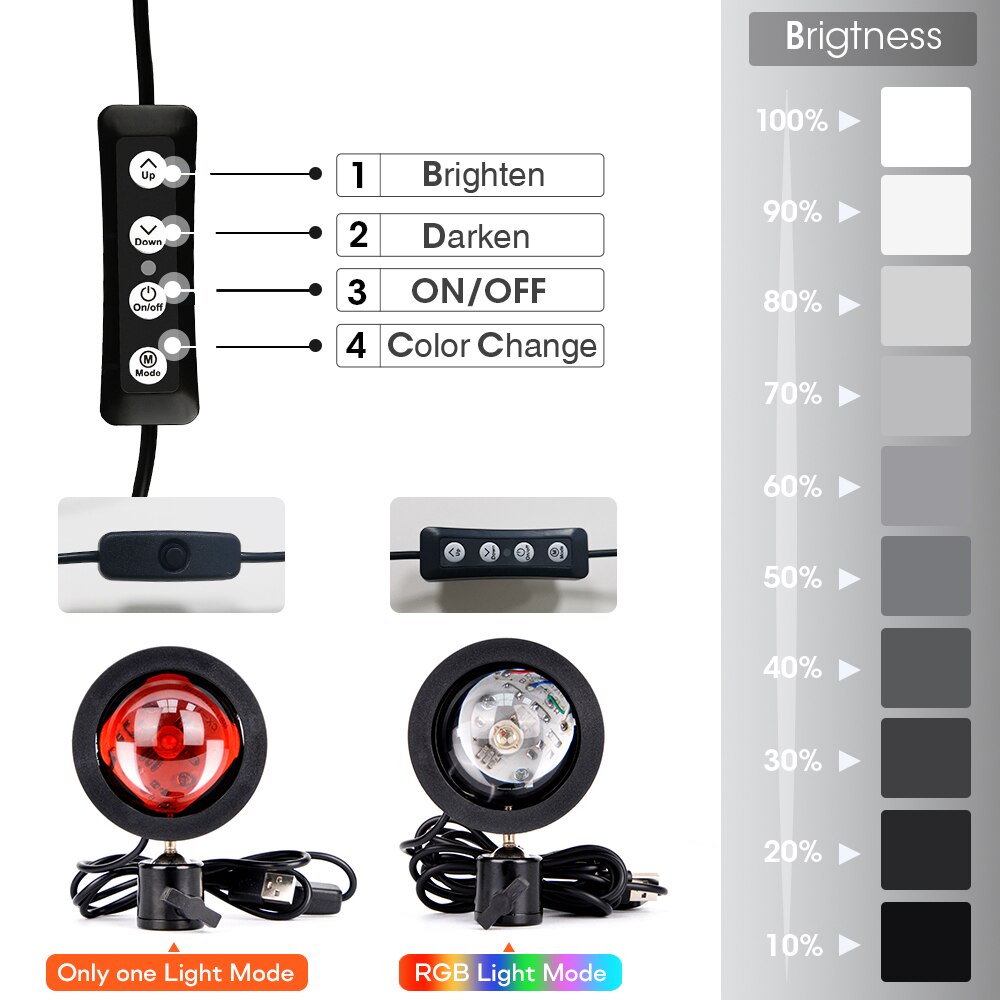 USB Sunset Lamp Rainbow Set For Bedroom Home Tiktok Led Atmosphere Decoration Night Light With Tripod Photographic Lighting