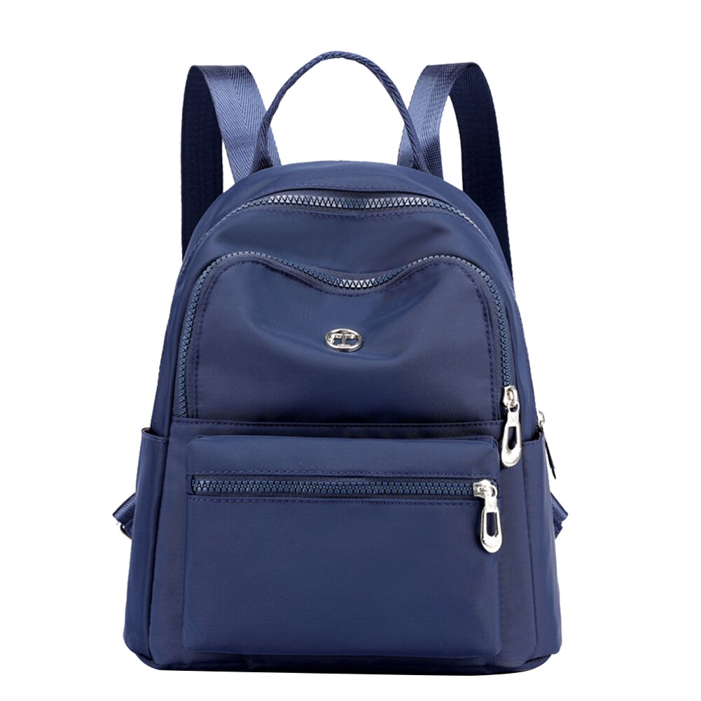 Décontracté en Nylon femmes école sac à dos étudiants filles imperméable à l'eau épaule livre sacs couleur unie quotidien voyage dames école sac à dos: Bleu profond