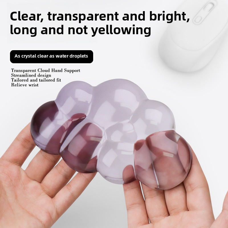 Mouse pad with wrist support keyboard support non-slip silicone transparent gradient cloud shape desktop office game mouse wrist