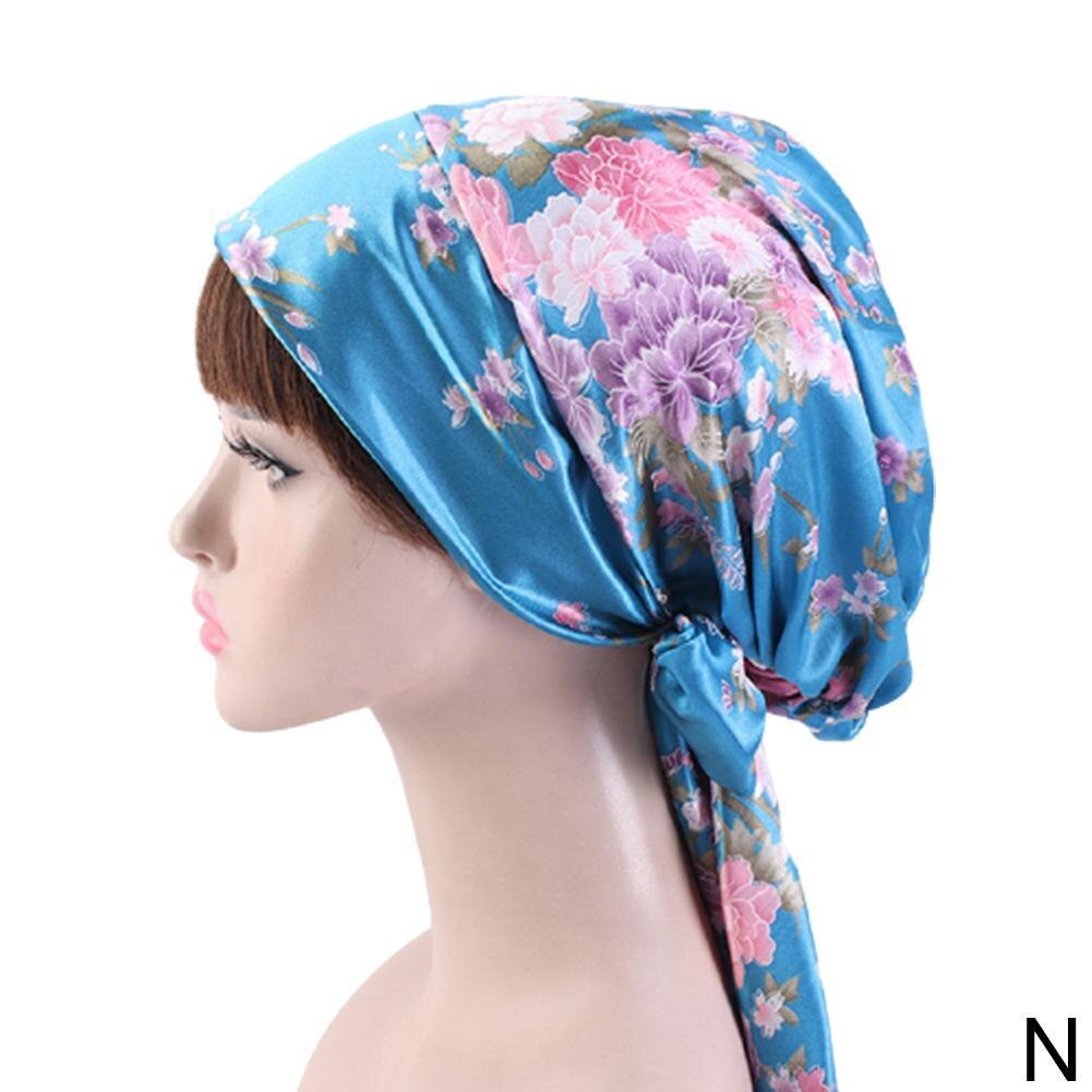 Soft Silk Women Night Sleep Shower Cap Adjustable Ladies Long Hair Care Bonnet Headwrap Hat Durag Soft Satin Hats Accessories: N