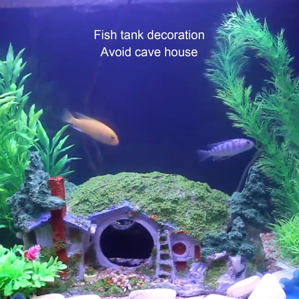 Decoración para peces de acuario, Casa Refugio de resina artesanal, decoración para peces, suministros para tanque, simulación de agujero de Escape