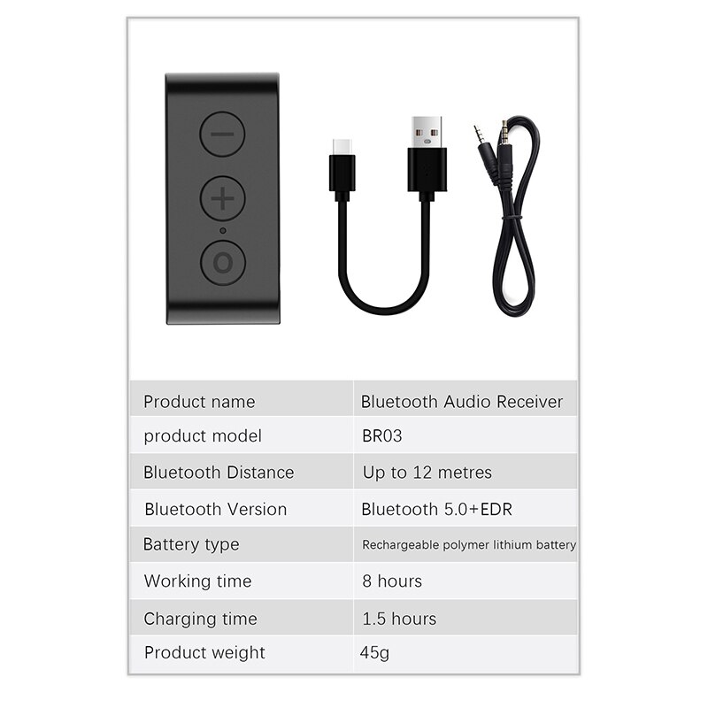 2 in 1 Wireless Bluetooth 5.0 Transmitter Receiver Chargeable for TV PC Car Speaker 3.5mm AUX Hifi Music Audio Adapter