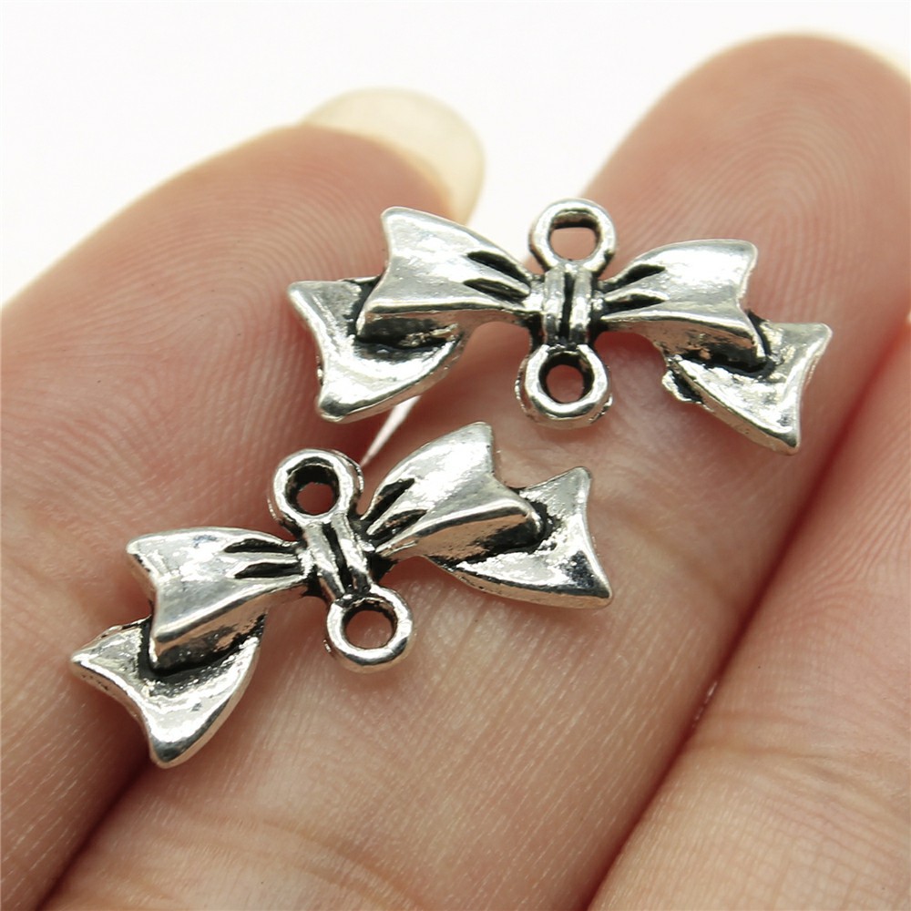 20Pcs Charms Tiny Boog Antiek Zilver Kleur Strik Charms Sieraden Bevindingen Diy Strik Charms: B10908-20x9mm