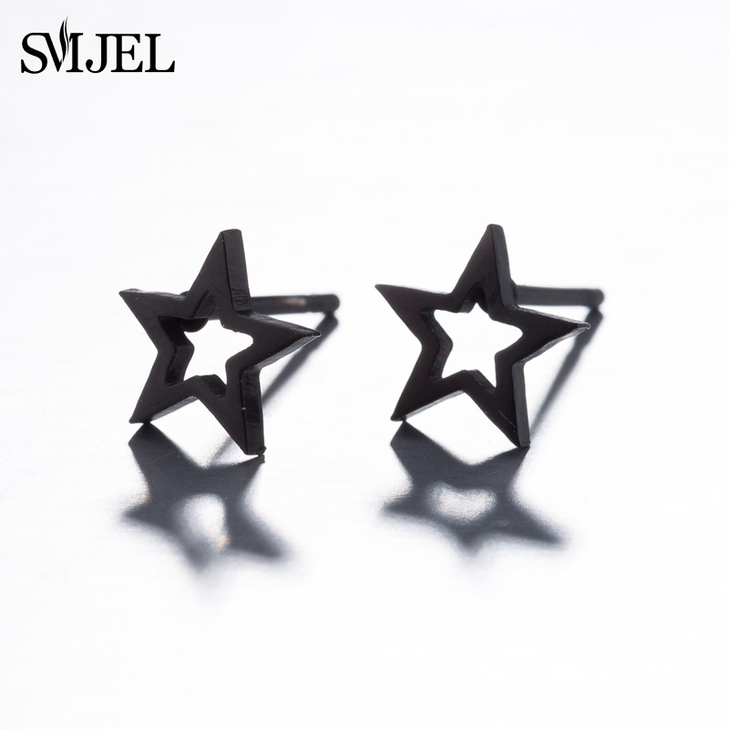 Nuevos pendientes de tuerca de estrella hueca de acero inoxidable para mujer, joyería de de cumpleaños Celestial para el día a día, adolescente y madre