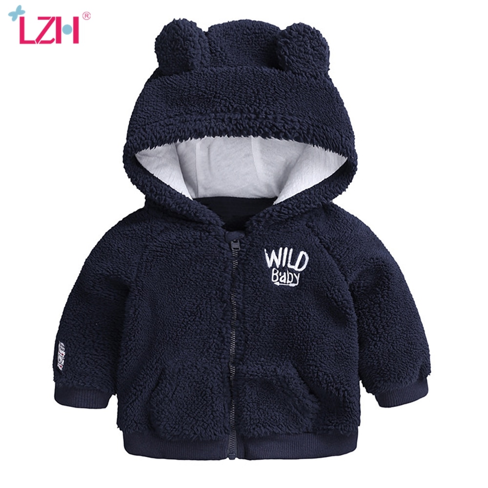 Lzh nyfødt baby drenge jakke efterår vinter jakke til baby pige hætte varm overtøj frakke til baby drenge spædbarn fleece frakke
