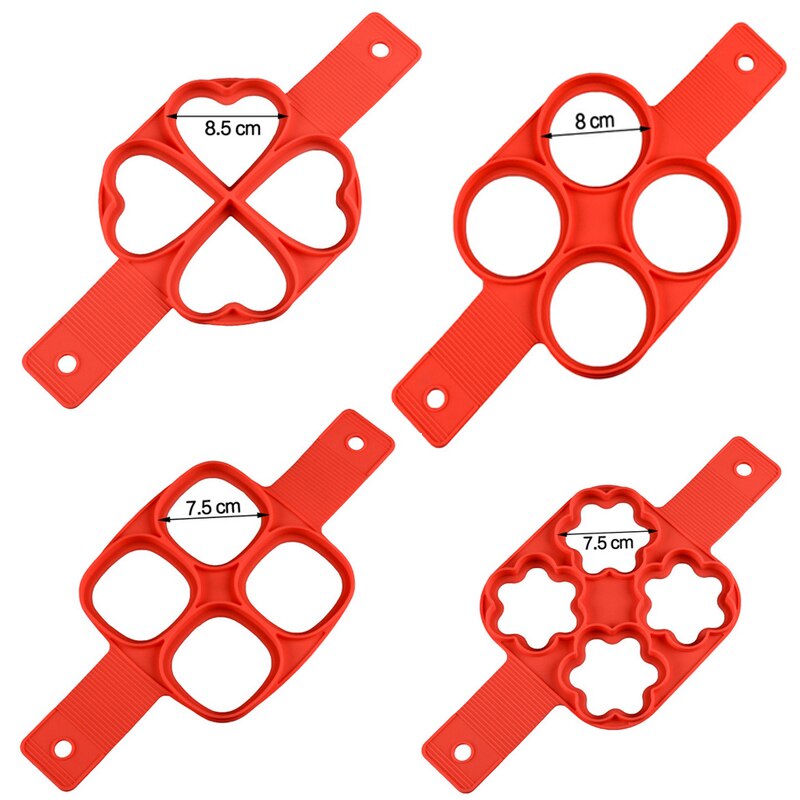 Nonstick Pancake Maker 4 Grids Siliconen Keuken Pancake Mold Ei Koken Tool Gebakken Ei Ring Maker