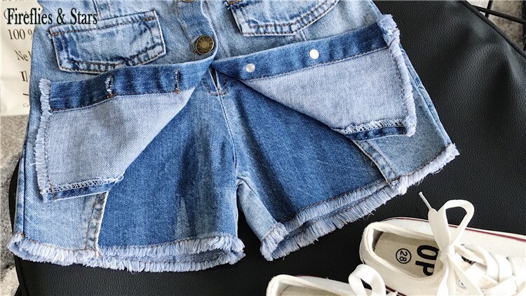 Sommar tjejer kjol shorts baby jeansshorts barn underdel barn streetwear enkelknäppt snäppficka slip 2 to 7 år