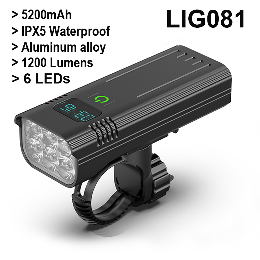 NEWBOLER 8 LEDs Pantalla de potencia de luz de bicicleta 2000 Lumen 10000mA Luces de bicicleta MTB Faros de ciclismo como accesorios de bicicleta de banco de energía: LIG081