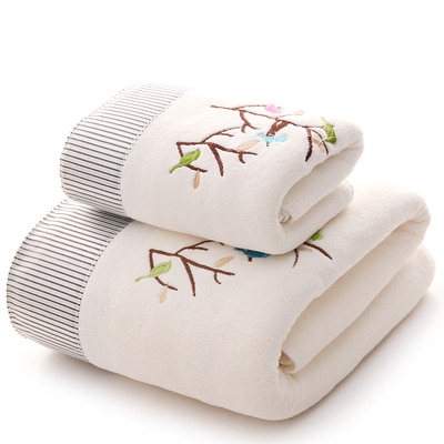 2 stuks/partij hand badhanddoek handdoek zacht cartoon puur zacht snel drogend borduurwerk strandhanddoek set jongen meisje volwassene  fg1345
