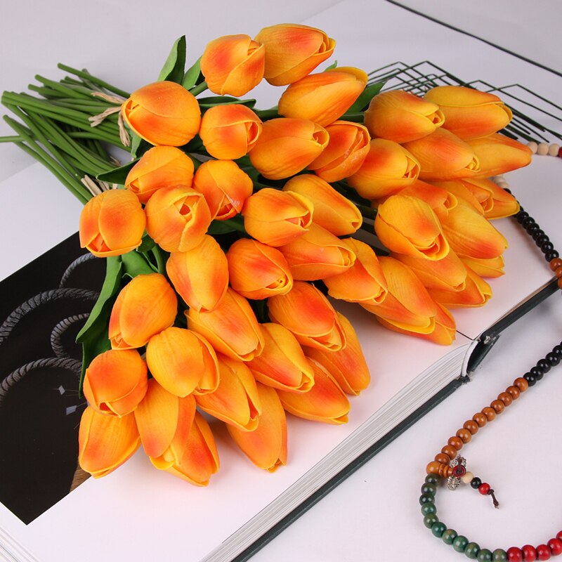 10 stk tulipan kunstig blomst lateks ekte berøringe brudebukett hjem dekorere dekorere kunstige blomster bukett ekte berøringe