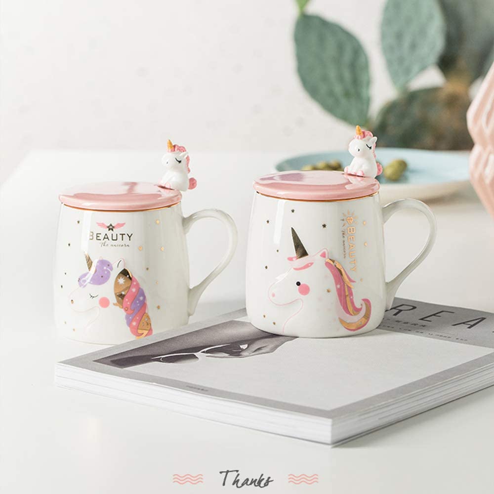 Tasse à café licorne en céramique, avec jolie cuillère licorne, tasse du matin, nouveauté café thé lait, , 380ML,