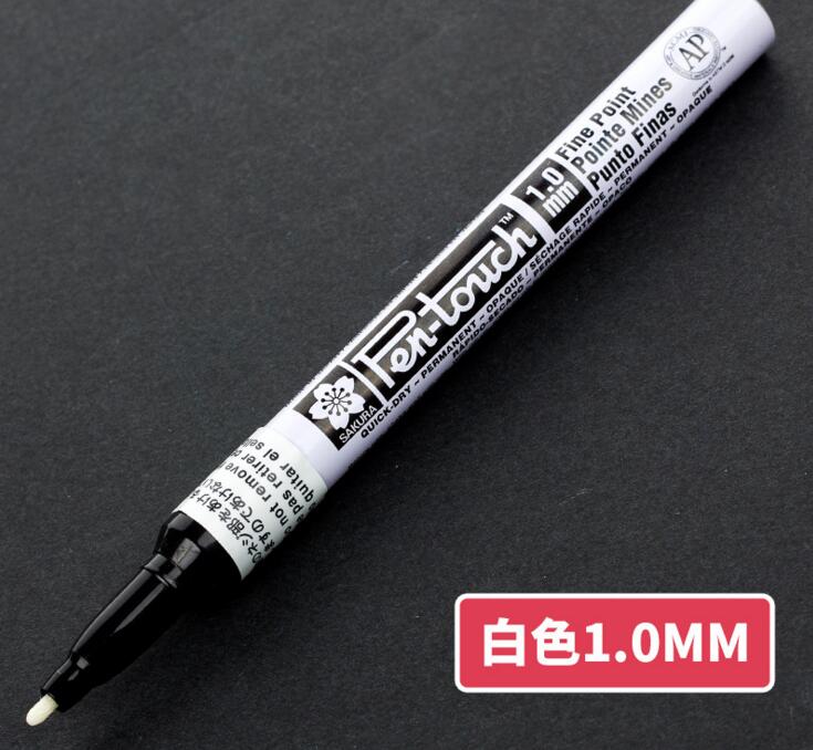 Sakura pen-touch metalliske tuscher uigennemsigtige oliemaling penne 0.7 mm 1.0 mm 2.0 mm hvidguld sølv japan: 1mm hvide