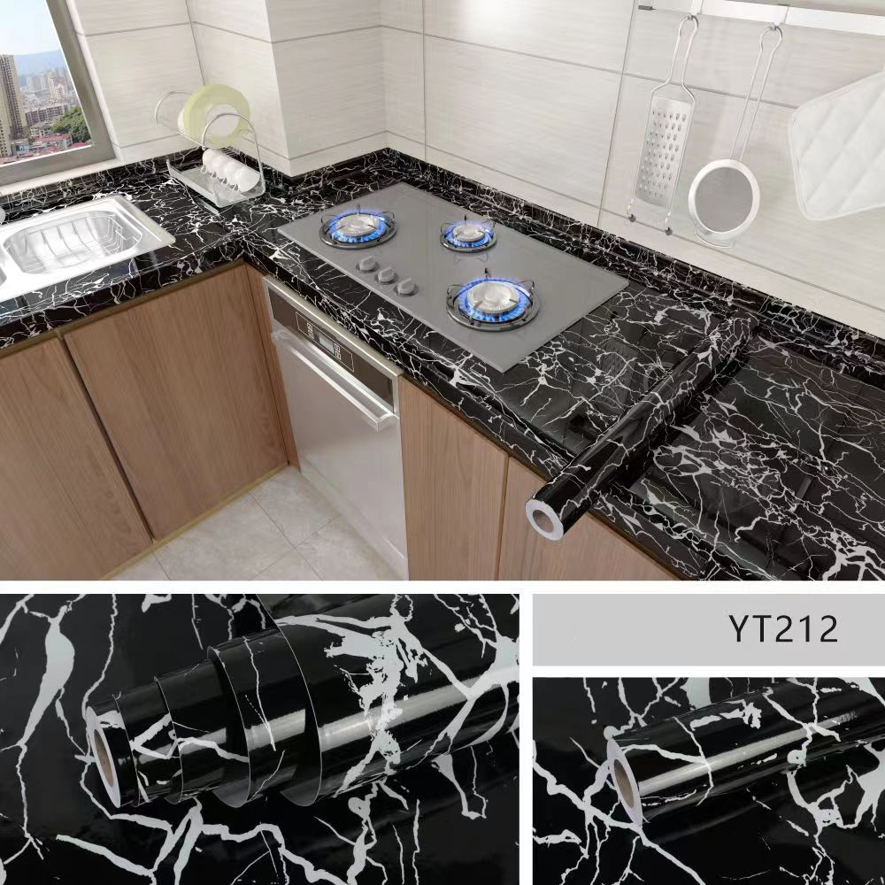 40 cm Marmor Küche ölbeständige Folie Herde wasserdichte selbstklebende Tapete Arbeitsplatte Schrank Renovierung Fliesen Wandaufkleber: Lila / 7㎡