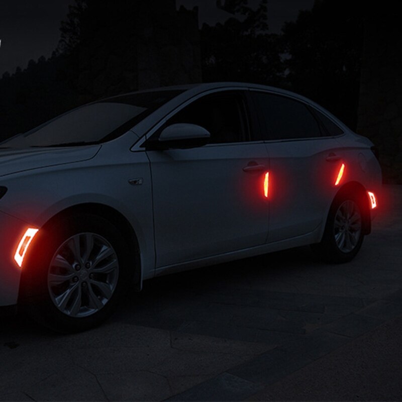 2Pcs/Set Car Reflective Safety Warning Strip Tape Car Bumper Reflective Strips Secure Reflector Stickers Decals
