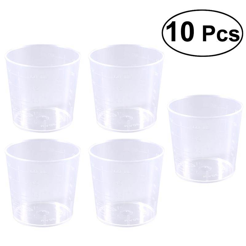 60 Ml Plastic Afstuderen Bekers Meting Beker Maatbekers Lab En Koken Vloeibare Container Verf Mengbeker: 10pcs
