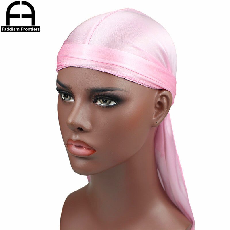 Perruques Turban en Satin Durag pour homme | Couvre-chef de motard, bandeau de luxe, chapeau Pirate, accessoires pour cheveux,: Baby pink
